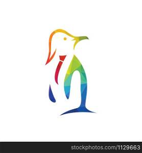 Penguin with tie vector logo design.