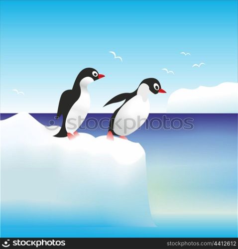 penguins have fun standing on the rocks in Antarctica . penguins