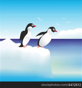 penguins have fun standing on the rocks in Antarctica . penguins