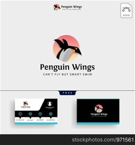 Penguins Logo template vector illustration and business card design. Penguins Logo template vector illustration and business card