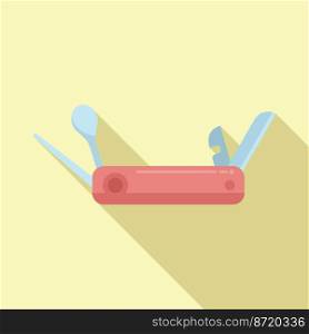 Penknife icon flat vector. Knife multitool. Swiss tool. Penknife icon flat vector. Knife multitool