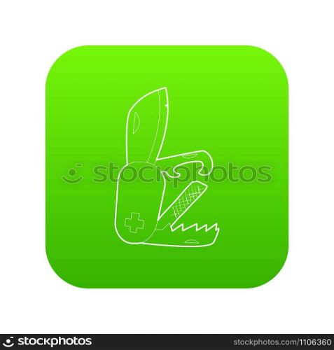 Penknife icon green vector isolated on white background. Penknife icon green vector