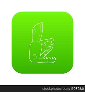 Penknife icon green vector isolated on white background. Penknife icon green vector