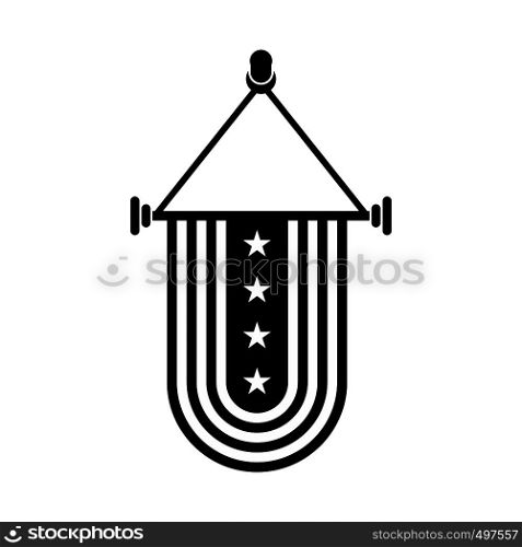 Pennant with the national flag of USA icon. Black simple style. Pennant with the national flag of USA icon