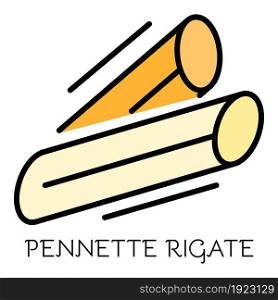 Pennette rigate icon. Outline pennette rigate vector icon color flat isolated on white. Pennette rigate icon color outline vector