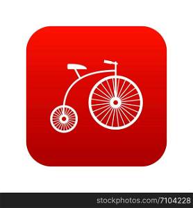 Penny-farthing icon digital red for any design isolated on white vector illustration. Penny-farthing icon digital red