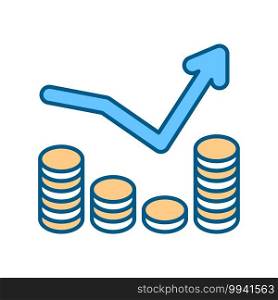 Penny stock RGB color icon. Business investment strategy. Market trading. Increase income. Volatile currency. Calculating and accounting. Finance and economy. Isolated vector illustration. Penny stock RGB color icon