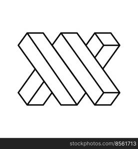 penrose impossible geometric shape line icon vector. penrose impossible geometric shape sign. isolated contour symbol black illustration. penrose impossible geometric shape line icon vector illustration