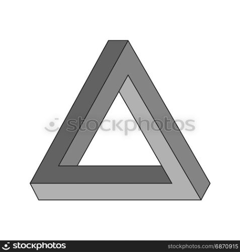 Penrose triangle geometric optical illusion. Penrose triangle - triangular impossible object. Geometric optical illusion. Vector illustration.