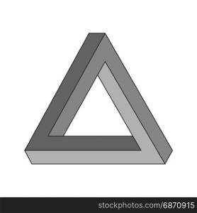 Penrose triangle geometric optical illusion. Penrose triangle - triangular impossible object. Geometric optical illusion. Vector illustration.