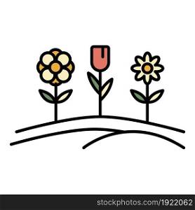 Pension flower garden icon. Outline pension flower garden vector icon color flat isolated on white. Pension flower garden icon color outline vector