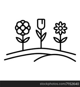 Pension flower garden icon. Outline pension flower garden vector icon for web design isolated on white background. Pension flower garden icon, outline style