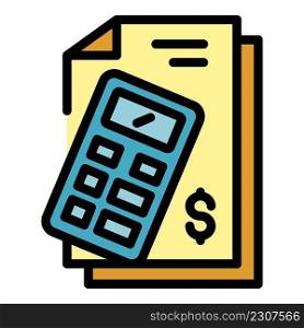 Pension money calculator icon. Outline pension money calculator vector icon color flat isolated. Pension money calculator icon color outline vector