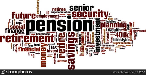 Pension word cloud concept. Vector illustration