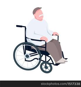 Pensioner in wheelchair flat color vector faceless character. Senior man, elderly disabled individual, paraplegic grandfather isolated cartoon illustration for web graphic design and animation