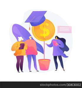 Pensioners financial literacy. Finance education, savings management, investment awareness. Consultant explaining finance system basics to elderly people. Vector isolated concept metaphor illustration. Retirees financial literacy vector concept metaphor