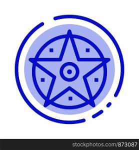 Pentacle, Satanic, Project, Star Blue Dotted Line Line Icon