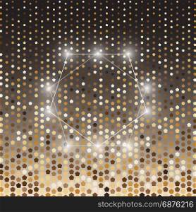 Pentagon gold halftone dot abstract background, stock vector