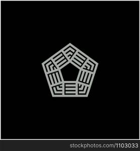 Pentagon Lines Building Shape Logo Design