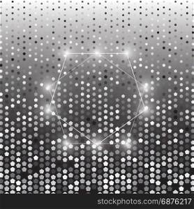 Pentagon silver halftone dot abstract background, stock vector
