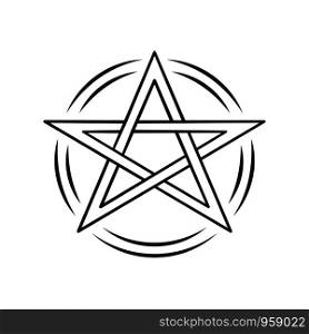Pentagram linear icon. Thin line illustration. Occult ritual pentacle. Devil star. Satanic cult, wiccan & pagan symbol. Witchcraft, esoteric sign. Vector isolated outline drawing. Editable stroke