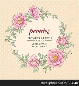 peonies_frame. vector frame with pink peonies on color background