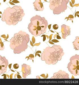 Peony flower luxury seamless pattern vector image