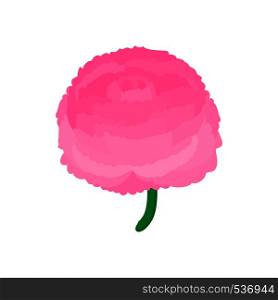 Peony icon in cartoon style on a white background. Peony icon, cartoon style