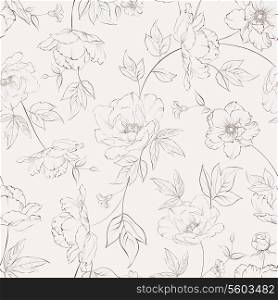 Peony seamless pattern for textile fabric. Vector illustration.