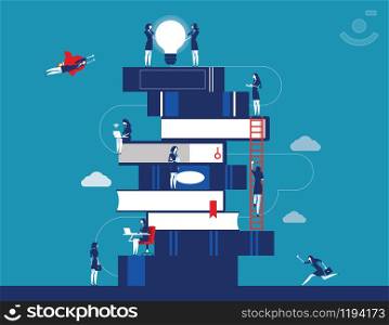 People and book. Business person for learning to success. Concept business vector illustration. Flat character design.
