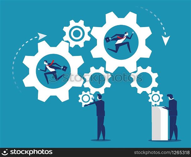 People and Business industry working of gears mechanism. Concept business team vector illustration.