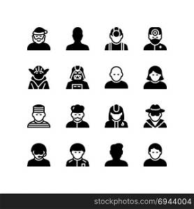 People and comic characters icon set