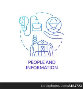 People and information blue gradient concept icon. Employment. Wider farming business environment abstract idea thin line illustration. Isolated outline drawing. Myriad Pro-Bold font used
. People and information blue gradient concept icon