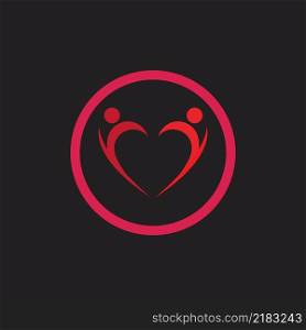 people and love logo illustration design template in black background