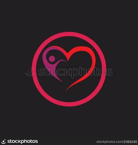 people and love  logo illustration design template in black background