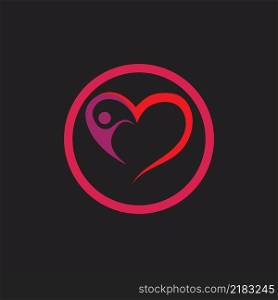 people and love  logo illustration design template in black background