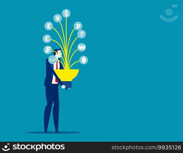 People and money currency tree. Concept business vector illustration, Financial, Flat business cartoon character style design.