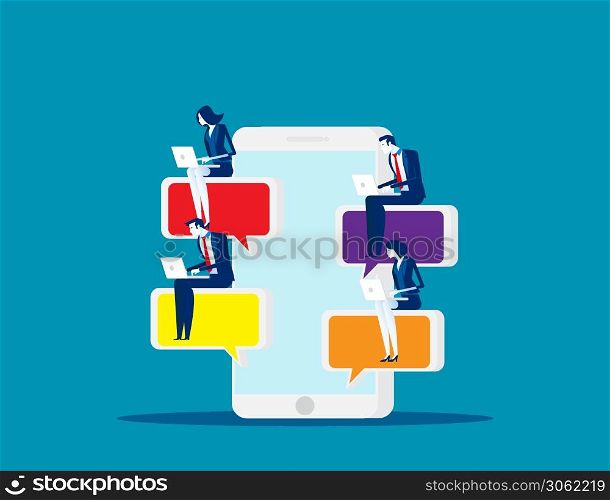 People and online chatting. Concept business vector illustration, Telephone, Social Media, Content.