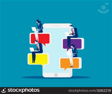 People and online chatting. Concept business vector illustration, Telephone, Social Media, Content.