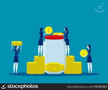 People and save money safe. Concept business vector illustration, Financial, Profit, Investment.