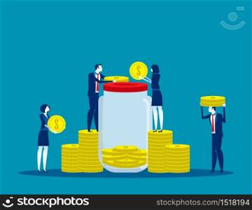 People and save money safe. Concept business vector illustration, Financial, Profit, Investment.