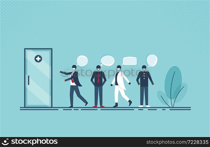 People are queuing for health checks. Vector illustration cartoon design.