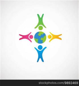 People around earth ,love on the earth icon illustration