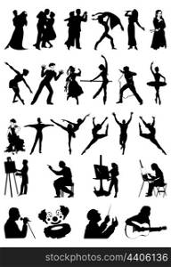 People art. Silhouettes of people of art. A vector illustration