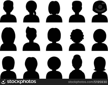 People avatars silhouettes black. Vector