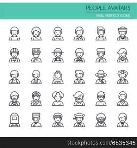 People Avatars , Thin Line and Pixel Perfect Icons