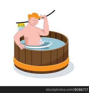People bathing in hot tub vector illustration