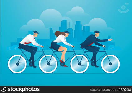 People biking bicycle business team work concept vector illustration EPS10