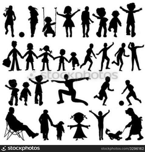people black silhouettes collection, vector art illustration