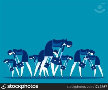 People bowed down and walked discouragedly. Concept business despair vector illustration, Flat cartoon style design.  